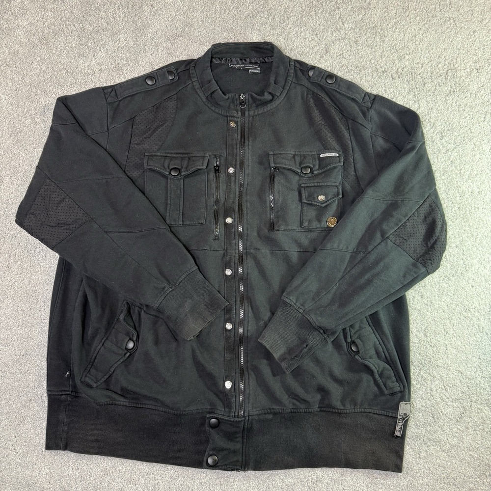 Vintage Rocawear Mens 3XL Full Zip Sweatshirt Jacket Black Y2K 90's Hip Hop